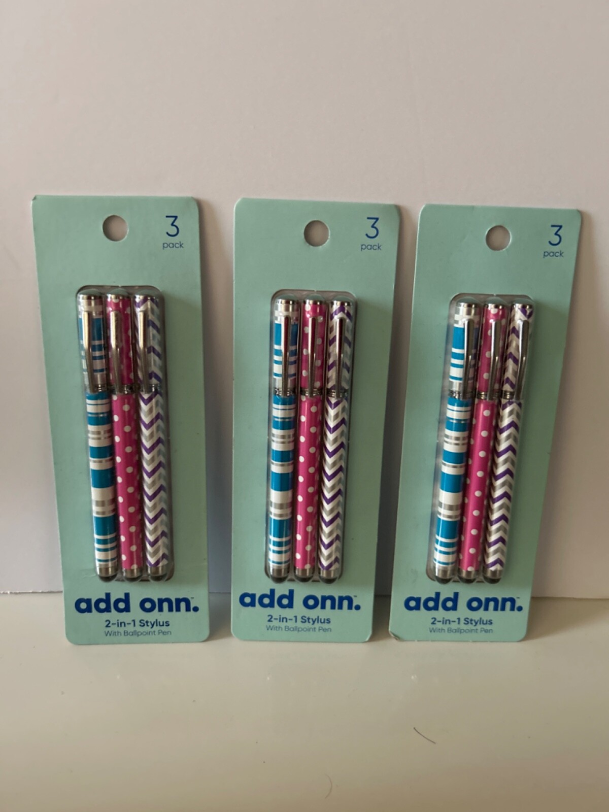 9 Pack Add Onn 2-In-1 Stylus Ballpoint Pen Most Tablets Phones Compatible NEW