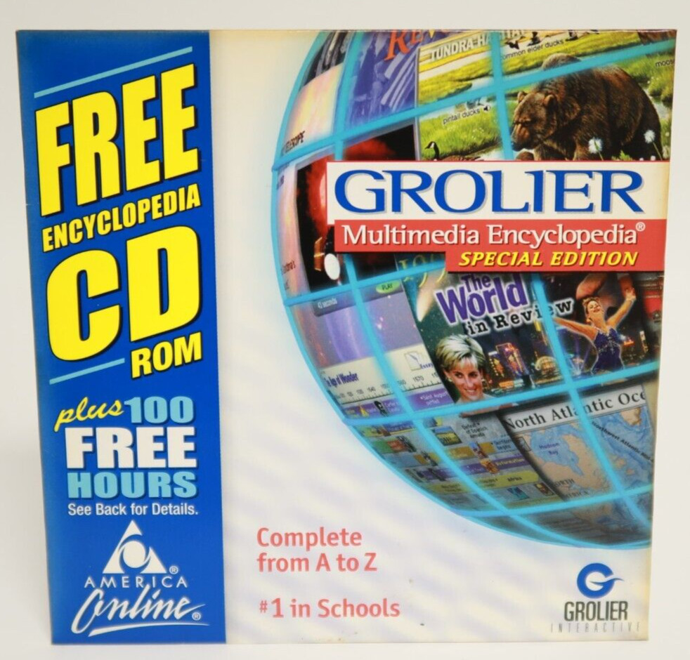 Free Encyclopedia CD Rom Grolier Multimedia 1998 PC Computer Program Software