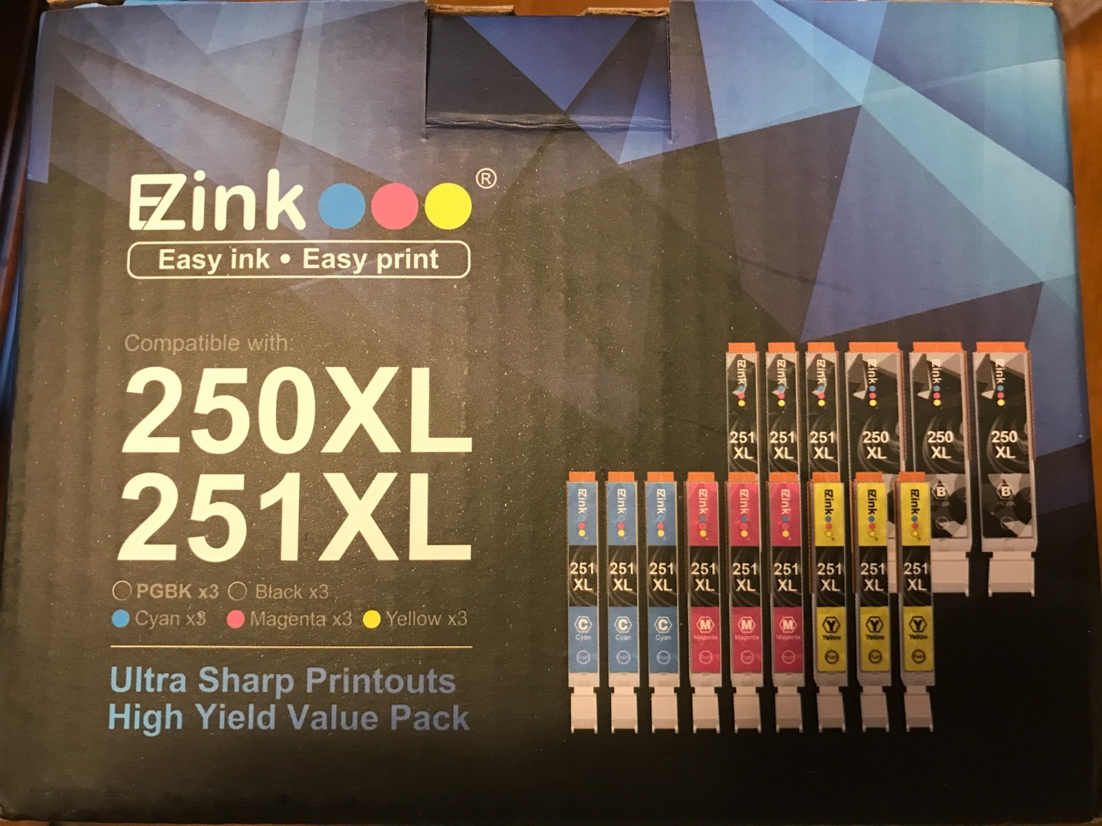 NIP EZ Ink Cartridges Sealed Box 15 Pack Printer Ink  250xl/251xl