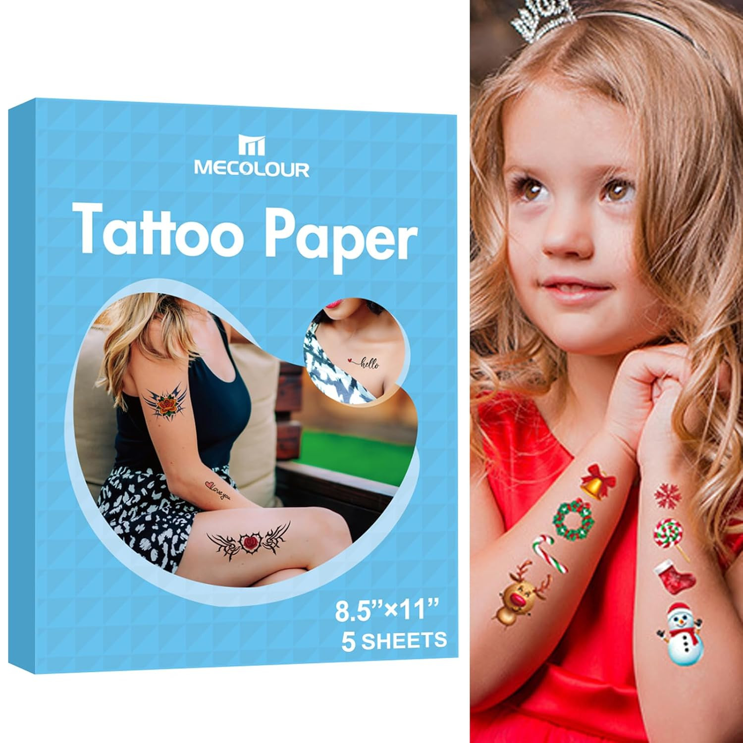 Printable Temporary Tattoo Paper for LASER Printer 5 Sheets Transfer Decal Paper
