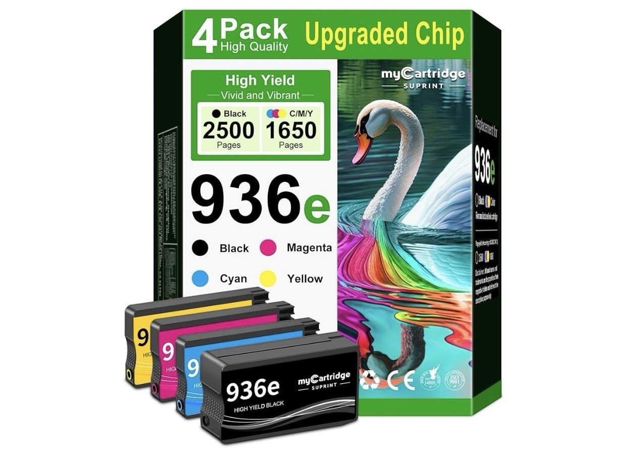 936e Replacement for HP 936 Ink Cartridges Compatible with 9125e, 4 Pack