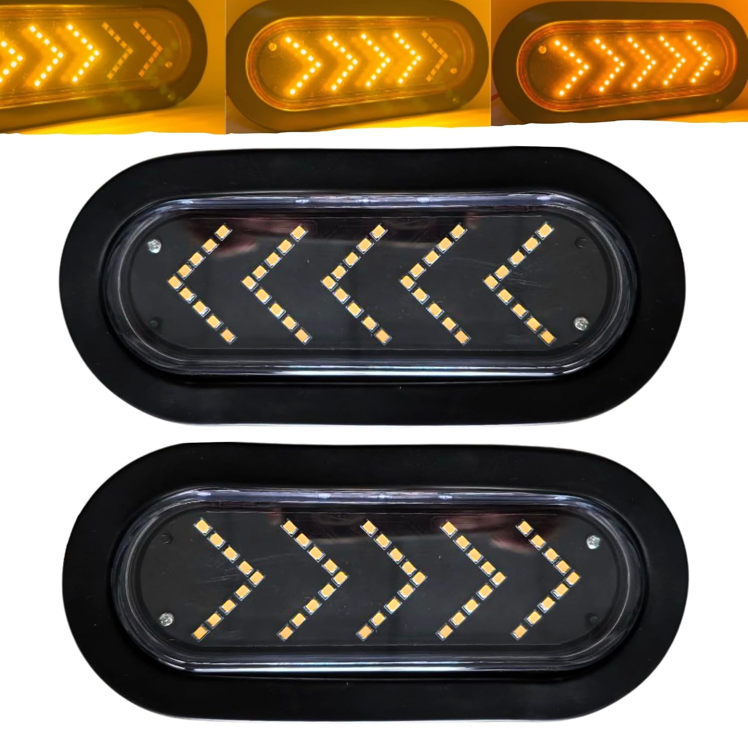 6 Inch Amber (Clear Lens) 45 LED Sequential Arrow Pointing Turn Trailer Tail Lig