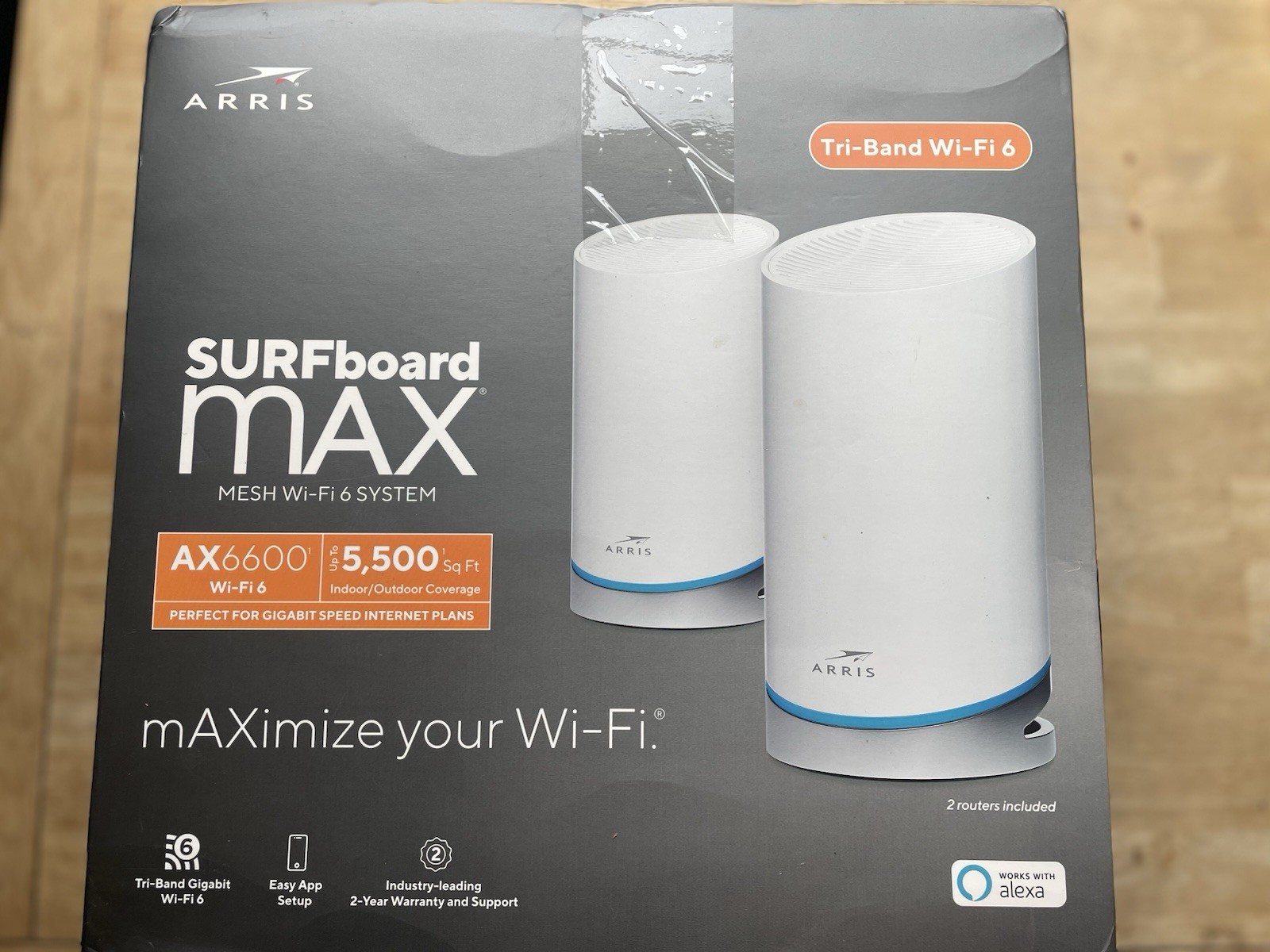 ARRIS Surfboard mAX Tri-Band Mesh WiFi 6 System W121 AX6600 6.6 Gbps