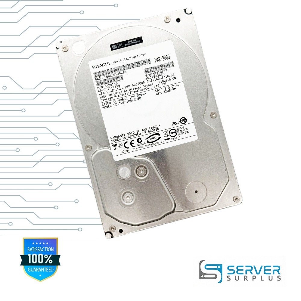 Hitachi HDT721010SLA360 1TB SATA 7200 RPM 3.5 in Enterprise HDD | 0A38116