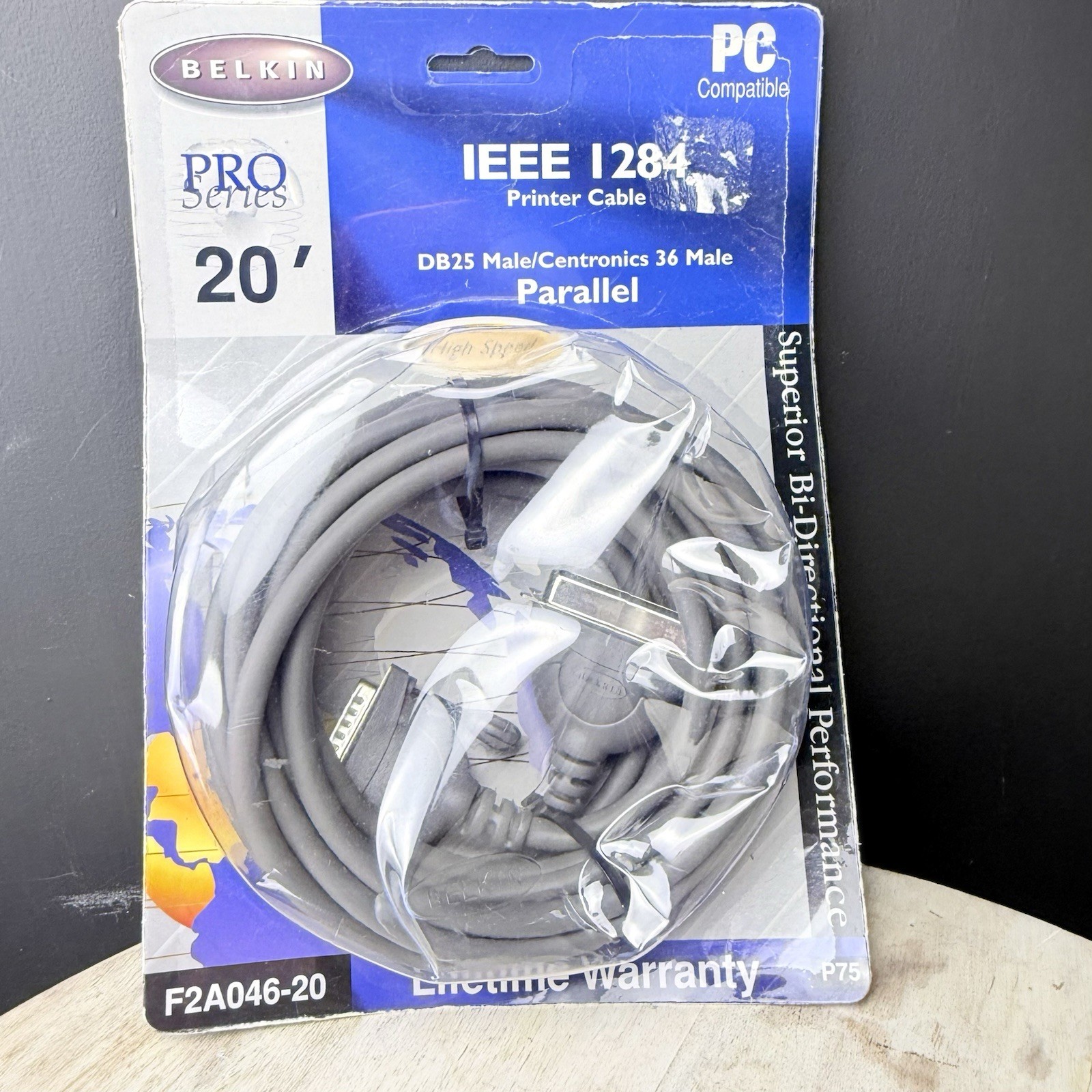 Belkin F2A046-20 20Ft. IEEE 1284 DB25M/Centronics 36M Parallel Printer Cable NEW