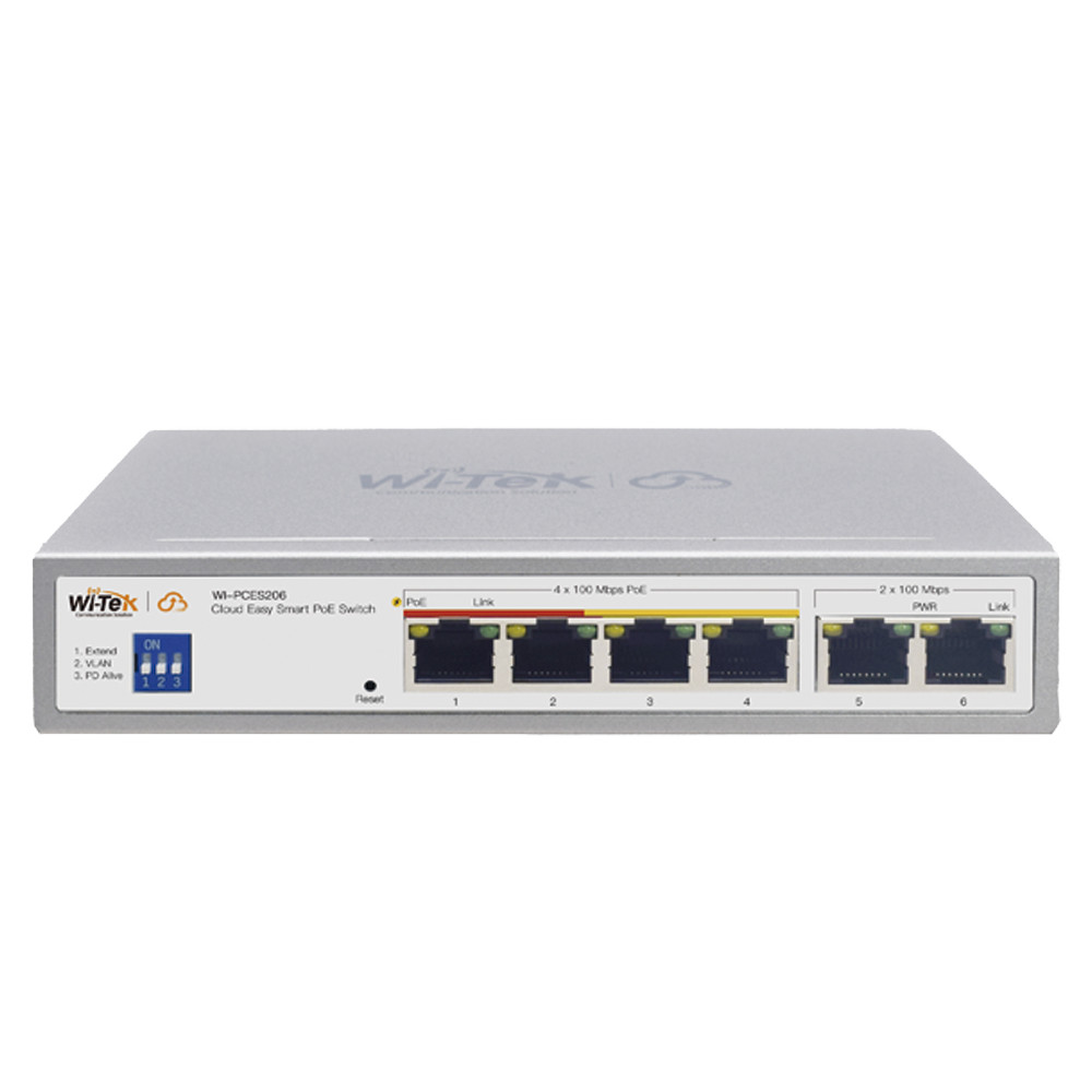 WI-TEK WI-PCES206 6-Port 10/100 PoE Switch 62.7W Cloud 250m