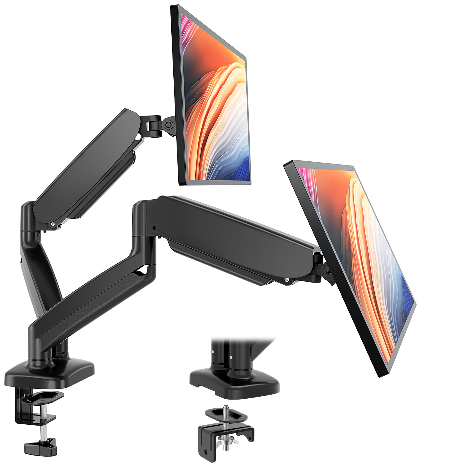 Dual Monitor Stand VESA Gas Spring Desk Mount Adjustable Swivel 13-32in Screen