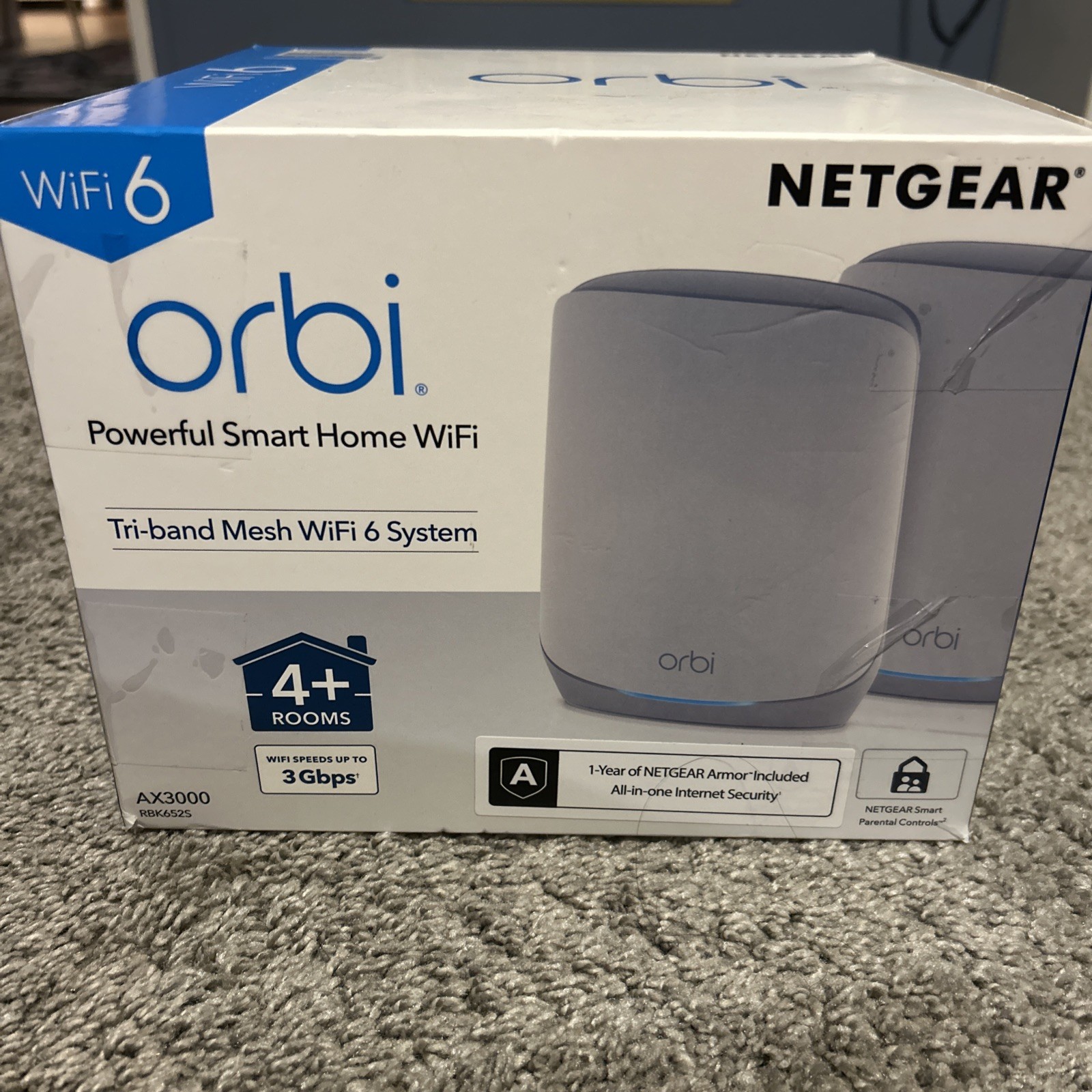 NETGEAR Orbi Whole Home Tri-Bank Mesh WiFi 6 System AX3000 (RBK652S)