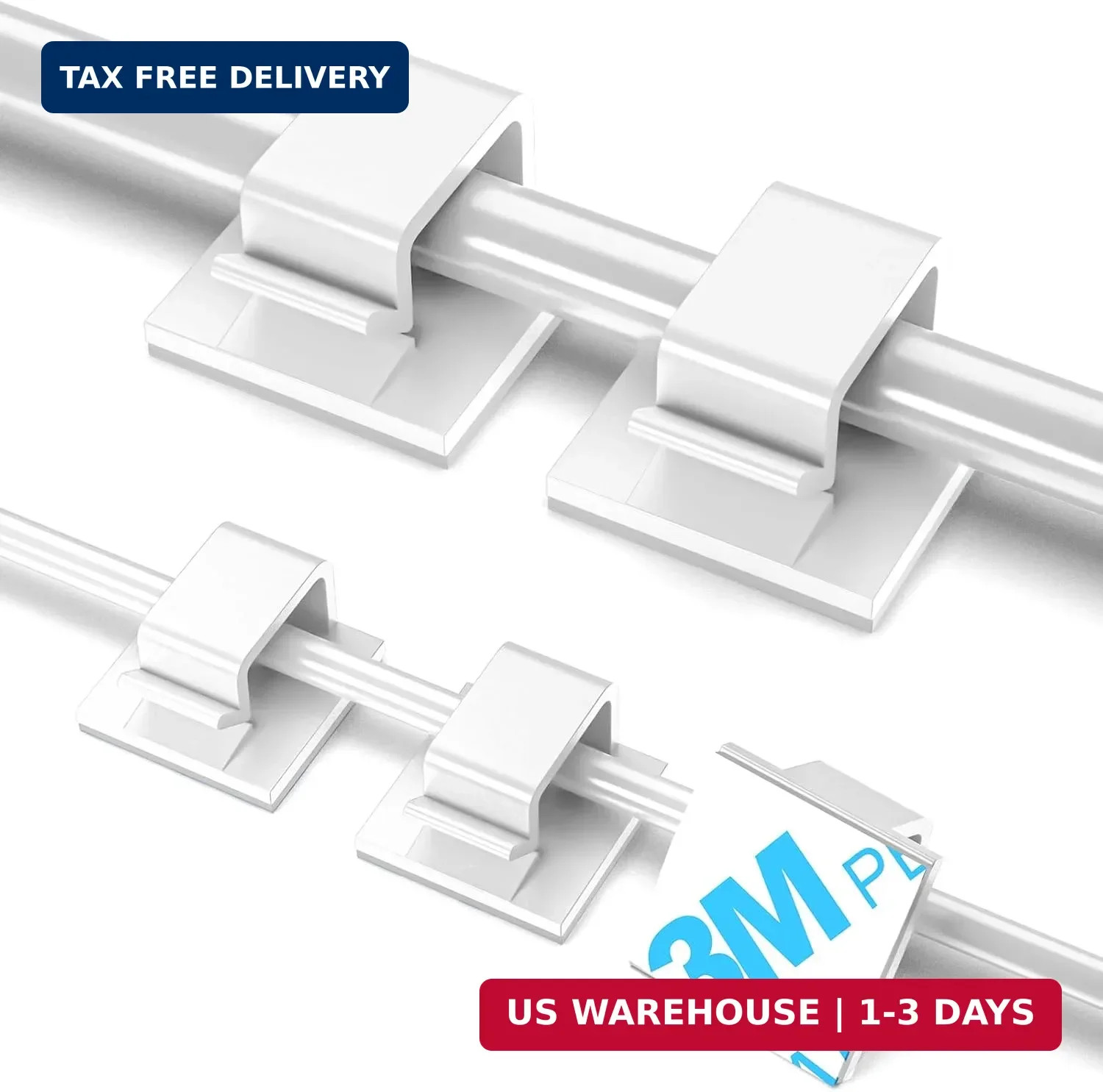 TidyHelper 100 PCS Adhesive Cable Clips White, Small & Large
