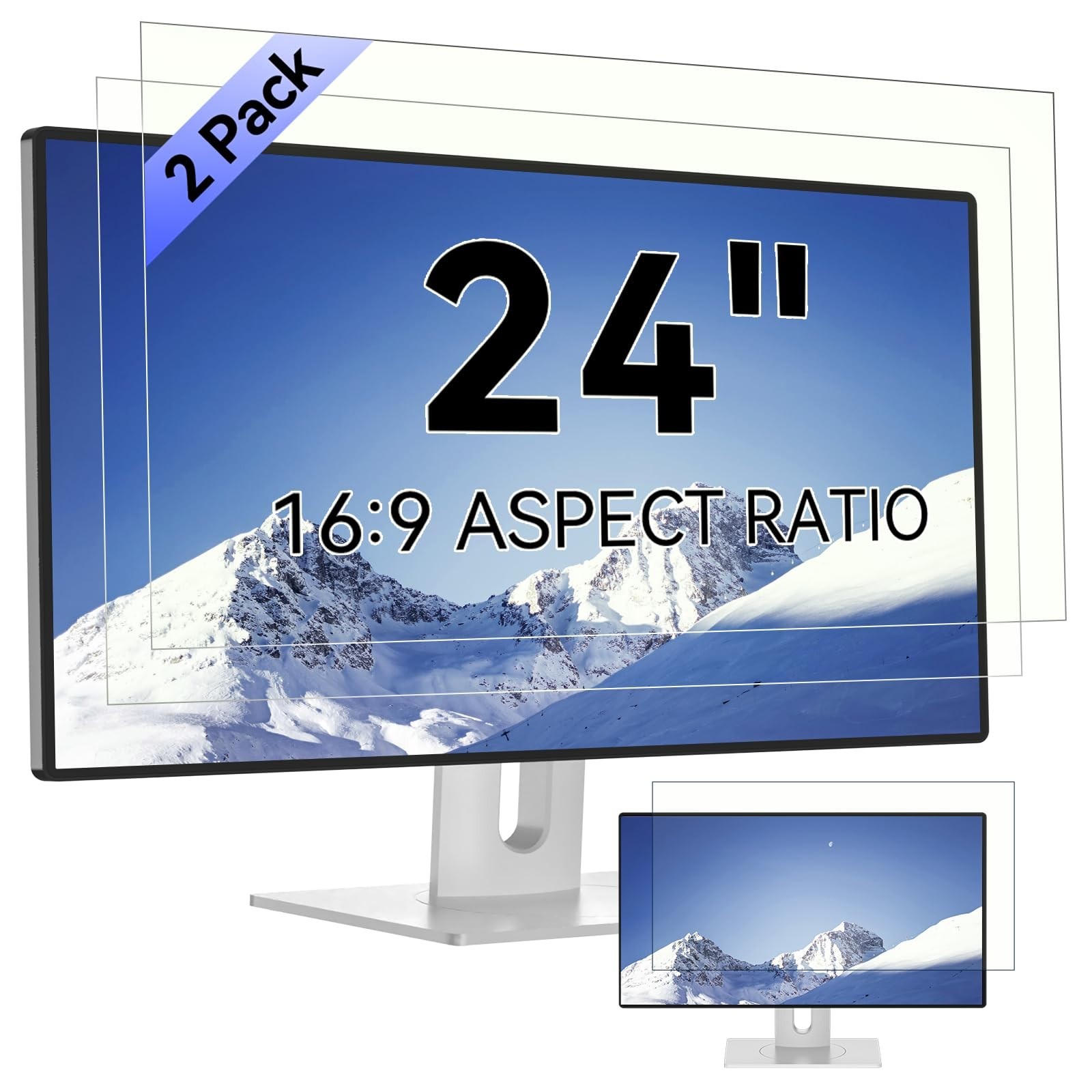 24-Inch Blue Light Blocking Screen Protector for 16:9 Widescreen Monitors - 2PCS