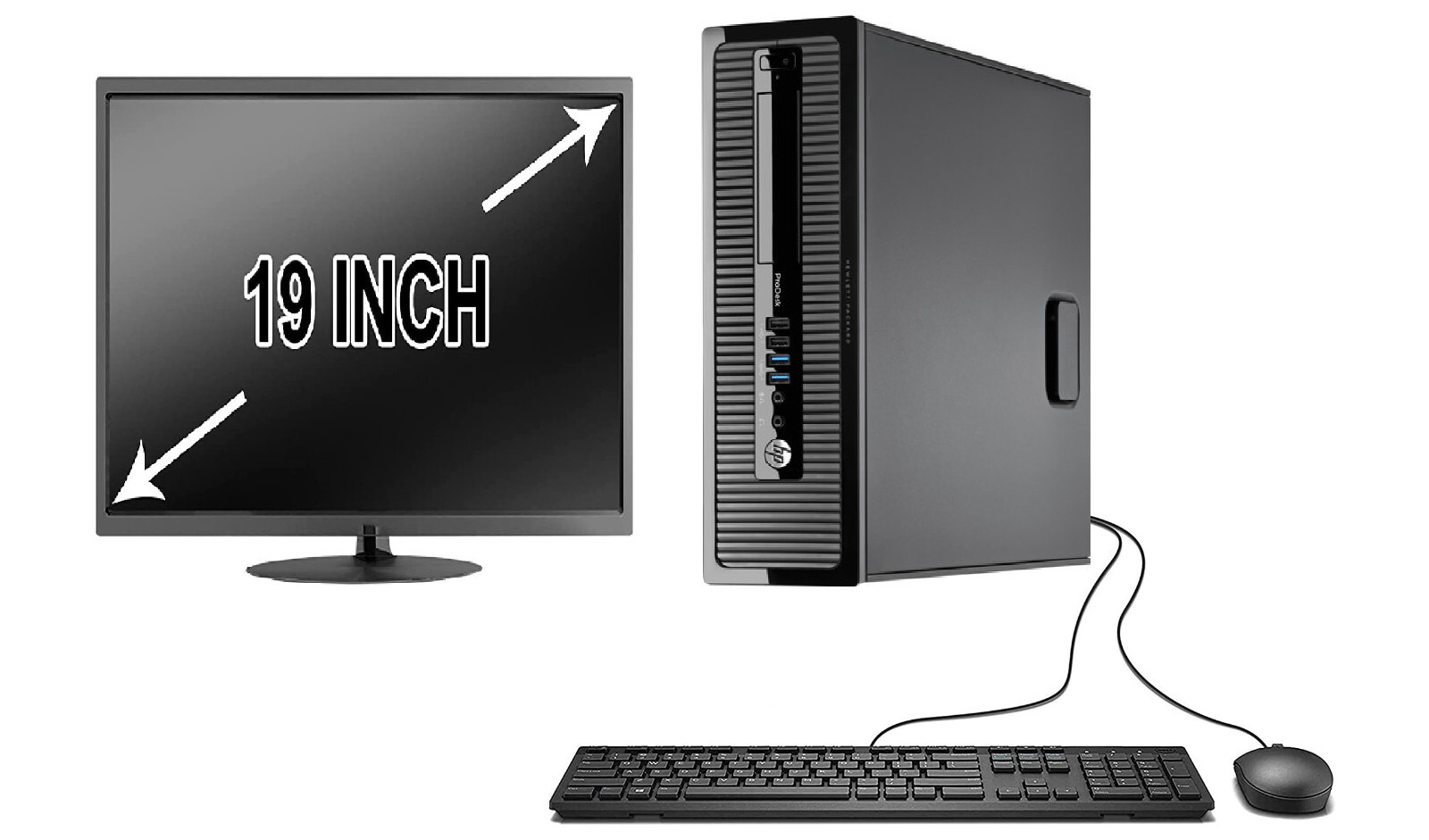 HP Desktop with 19" LCD Windows 10 Intel Dual Core 250GB Wi-Fi 8GB Desktop