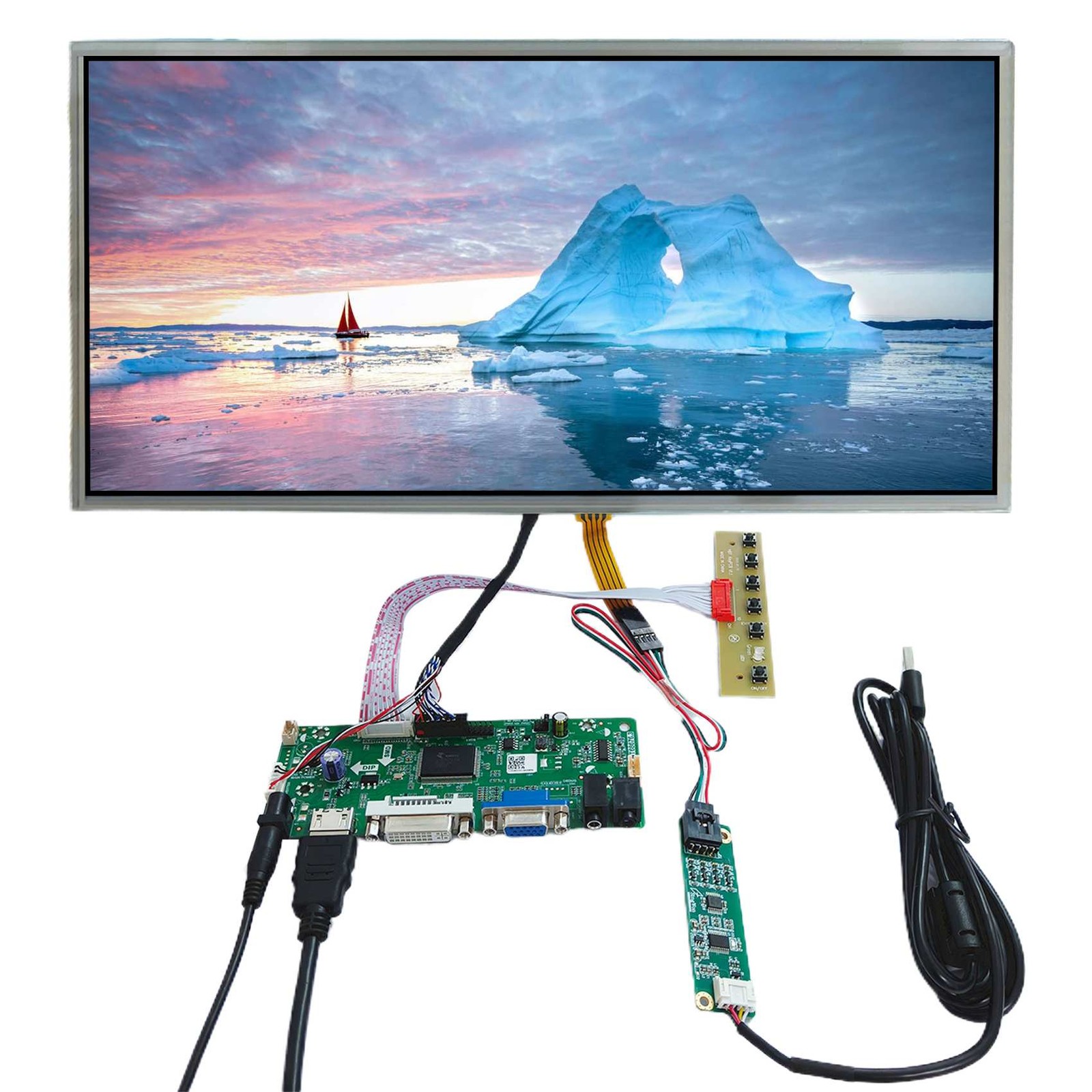 HD VGA DVI LCD Controller Board 15.6inch 1366X768 Resistive Touch LCD Display