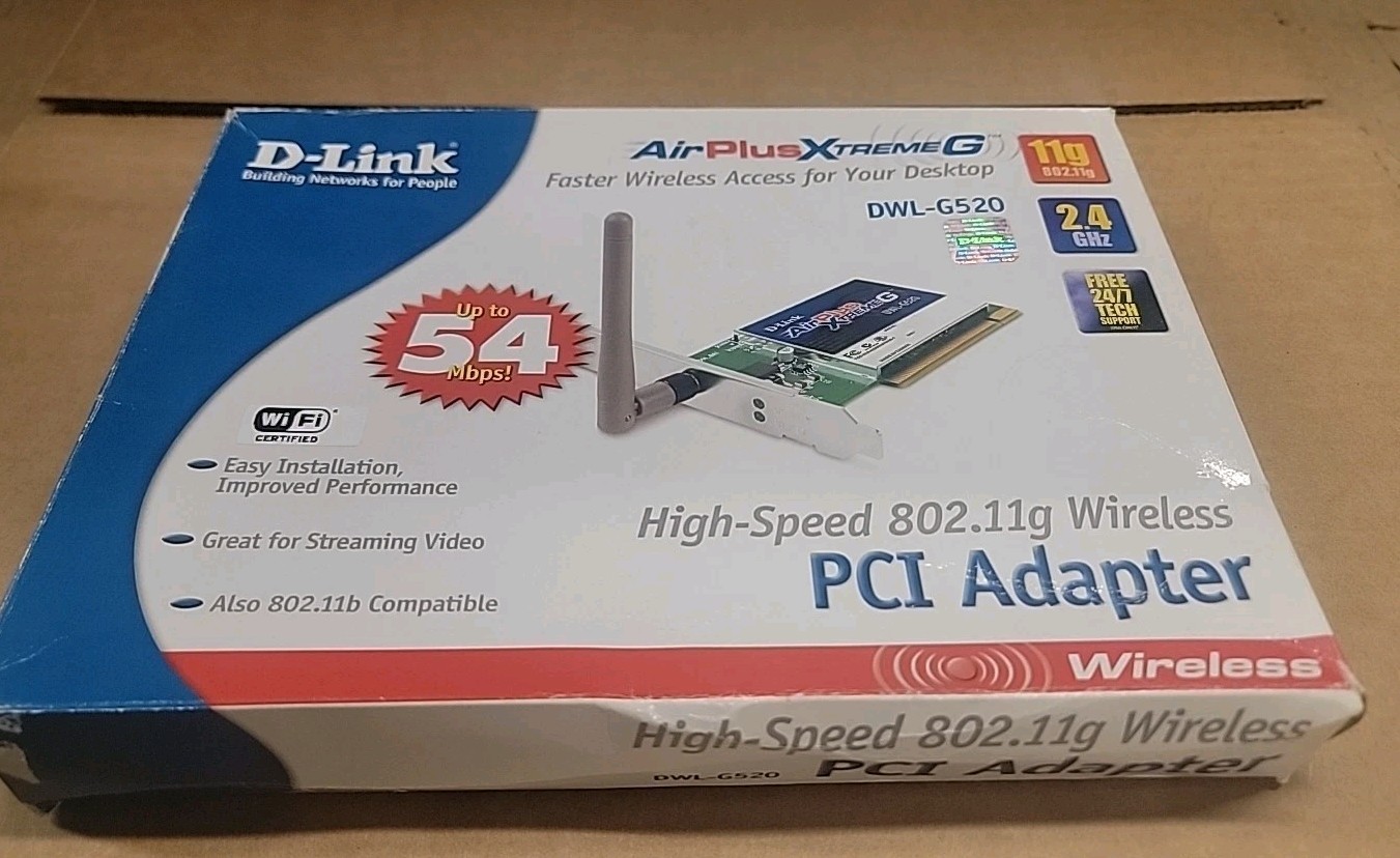 D-link Air Plus Wireless Network DWL-G520 - 2.4GHz Wireless, PCI Adapter  New