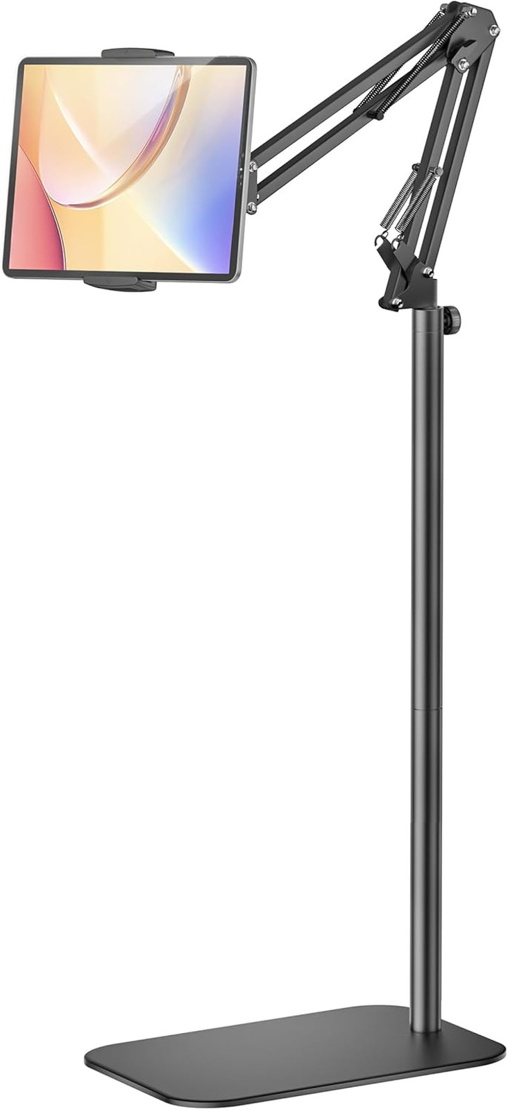 Tablet Floor Stand, Metal Adjustable Height and Angle, 360-Degree Rotatable