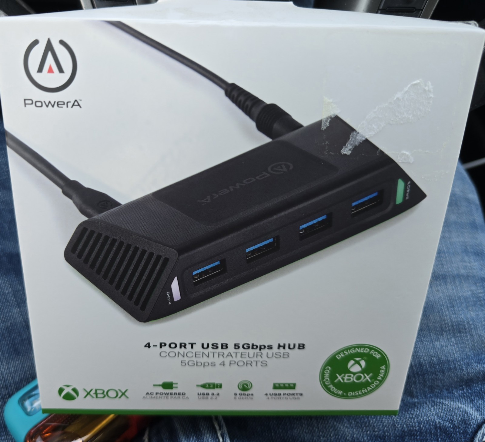 PowerA 4-Port AC Powered 5Gbps USB Hub for Xbox, 6.6ft USB-A to USB-C