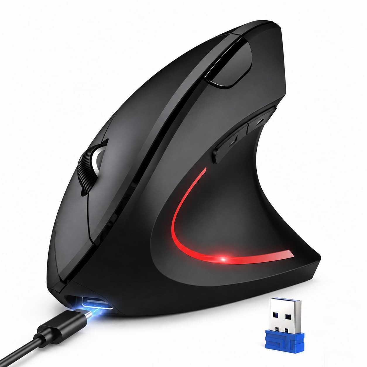 TECKNET TK-MS007 Ergonomic Vertical Wireless Mouse Rechargeable Open Box