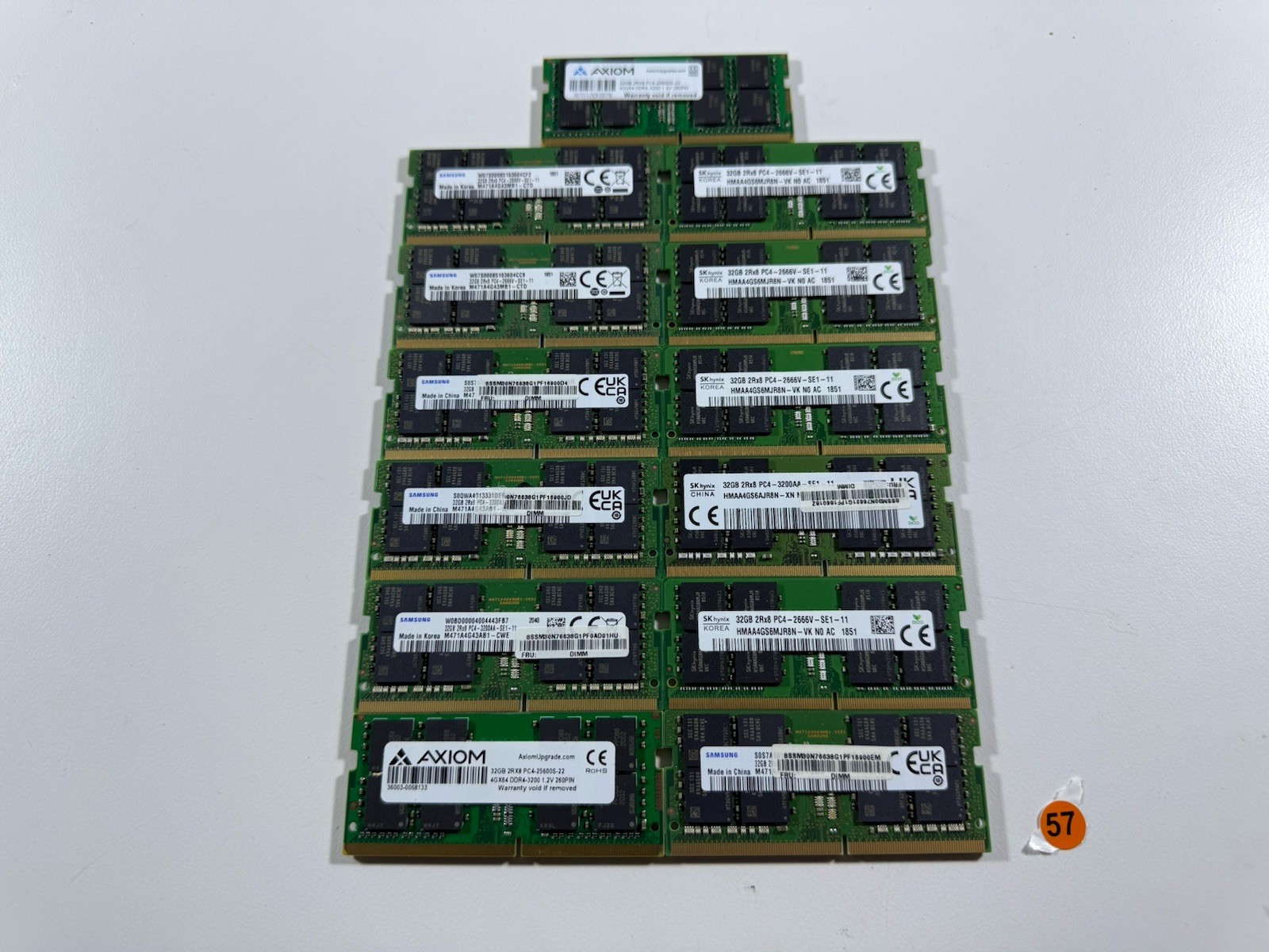 [ BULK LOT OF 13] 32GB DDR4 PC4 LAPTOP RAM SAMSUNG, AXIOM SK HYNIX