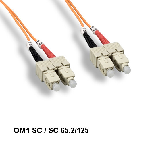 Kentek 6.56ft/2m OM1 SC to SC Multi-Mode Fiber Optic Cable 62.5/125 Duplex UPC