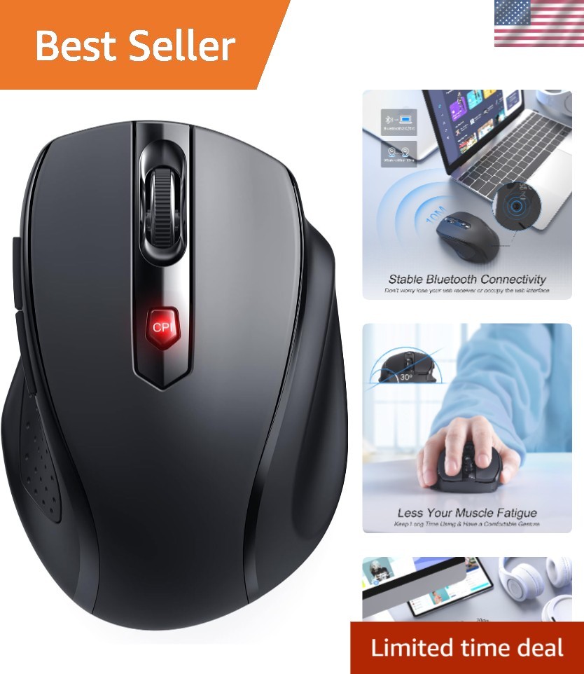 Lightweight Bluetooth Wireless Mouse - 2400 DPI, Long Battery Life for Travel