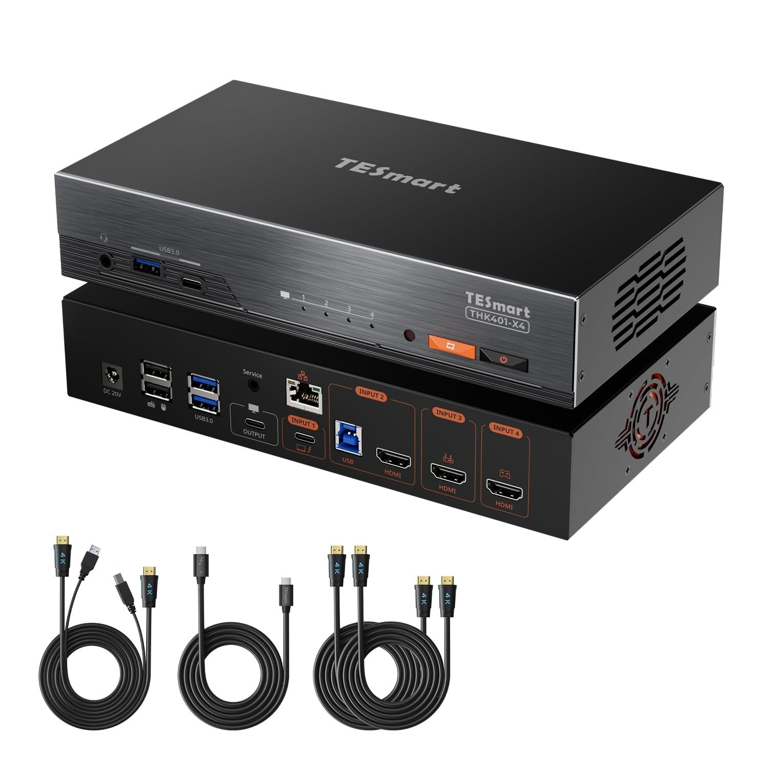 NEW TESmart Thunderbolt 4, 4×1 KVM Switch for Apple Studio Display, THK401-X4-V2