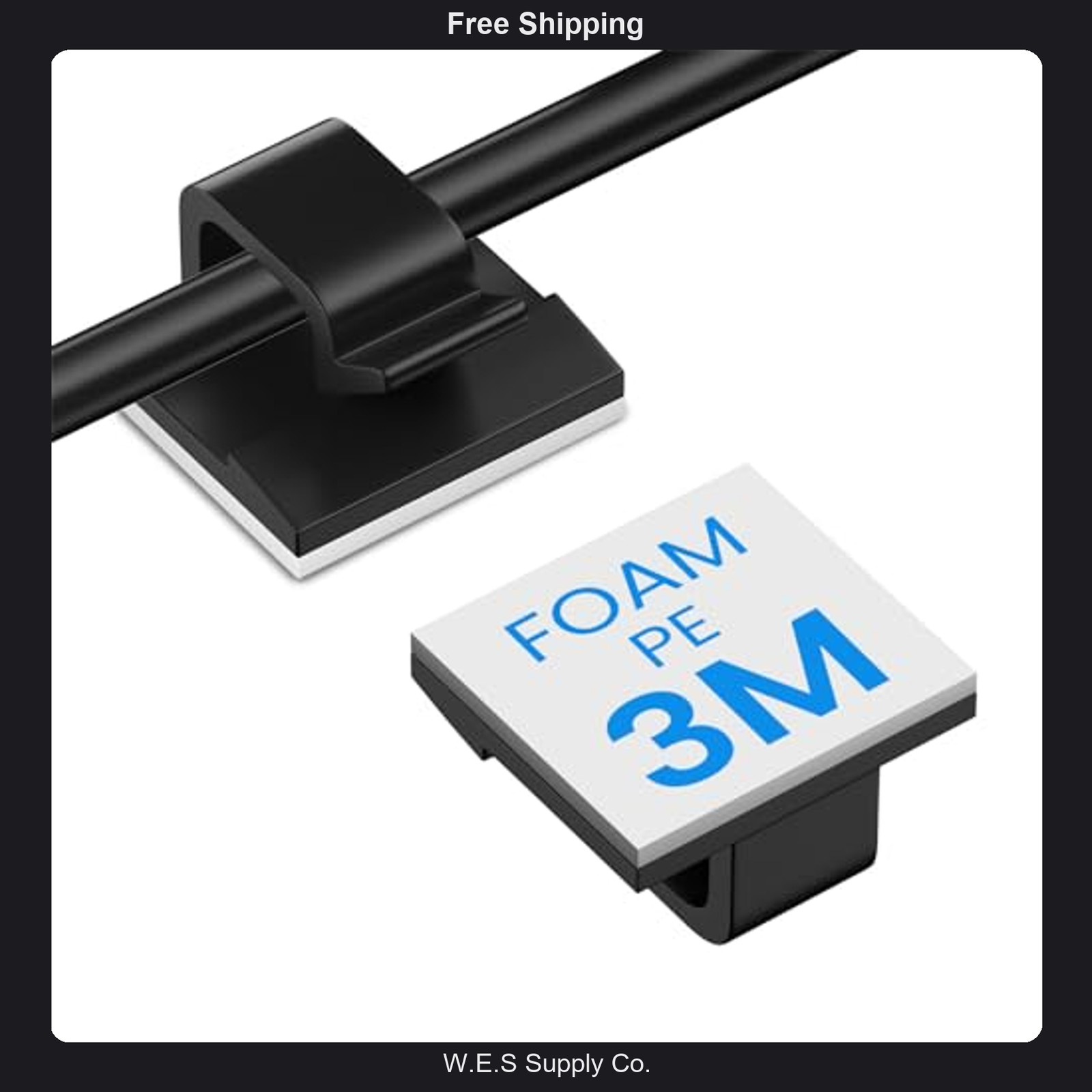 30 Pcs Small Black Adhesive Cable Clips for Cord Management Under Desk