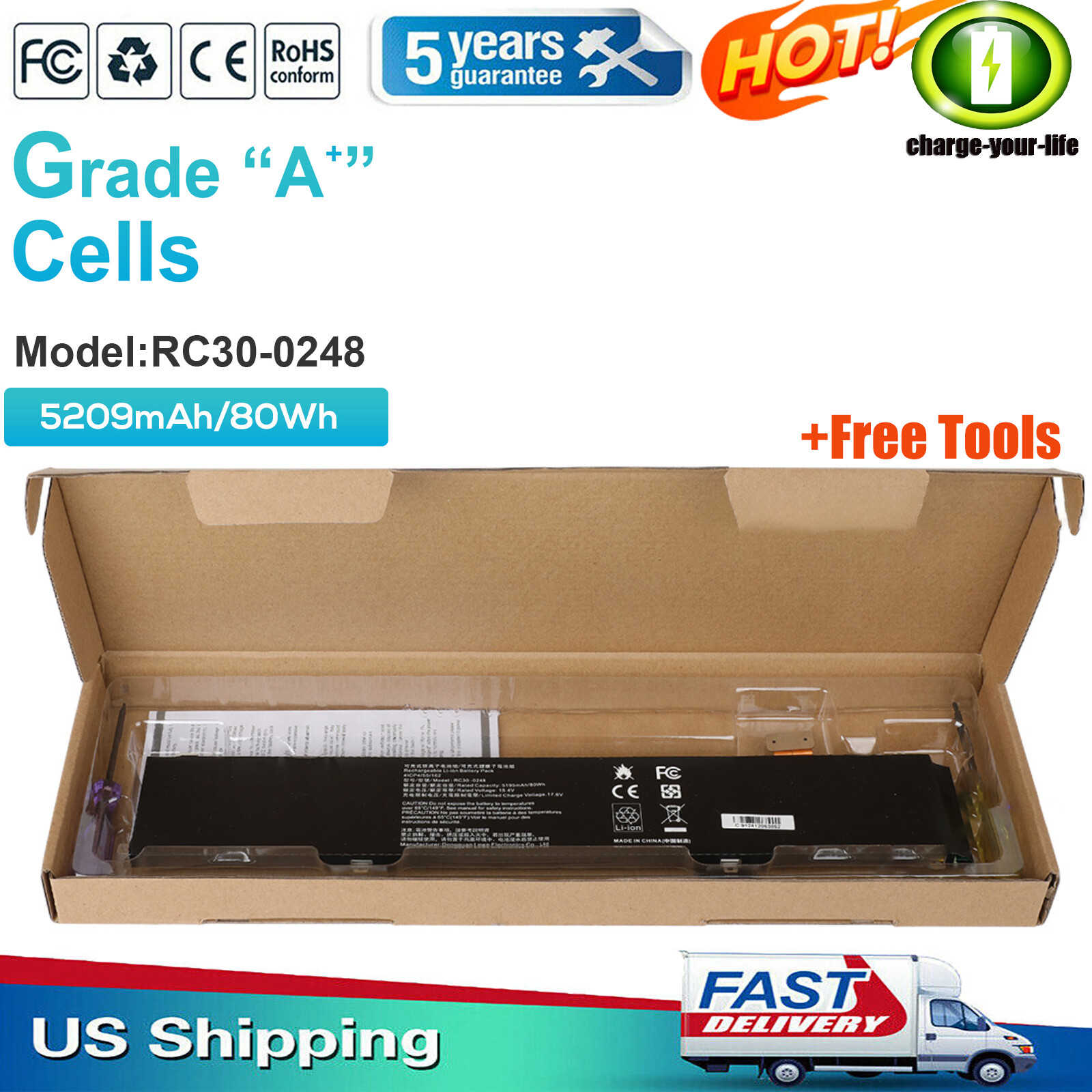 Replacement RC30-0248 battery for Razer Blade 15 Advanced 2018-2021 RZ09-02385