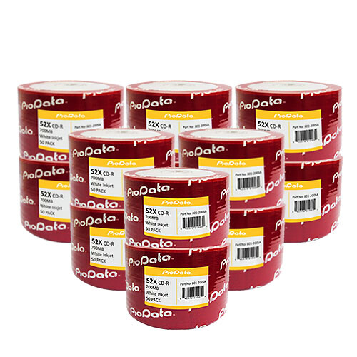 600 PC PioData 52X 700 MB 80 MIN CD-R White Inkjet Hub Printable Disc 831-210SA