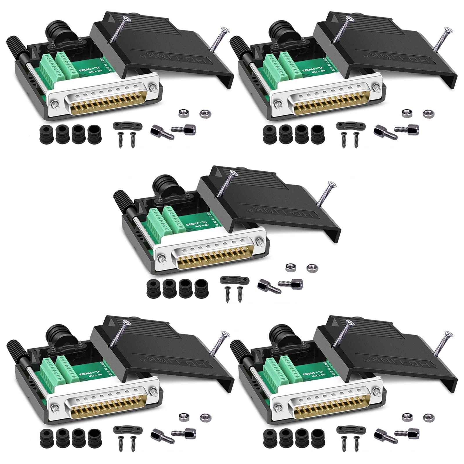 5 PCS DB25 Solderless Connector RS232 DSUB Serial 25Pin Terminal Adapter