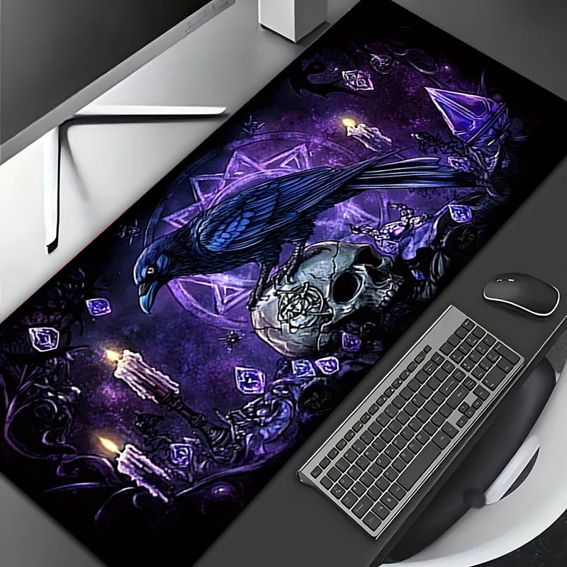 1pc 1pcs Large Gaming Desk Mat Compatible for PC/Laptop - Gothic Dark Raven Sk