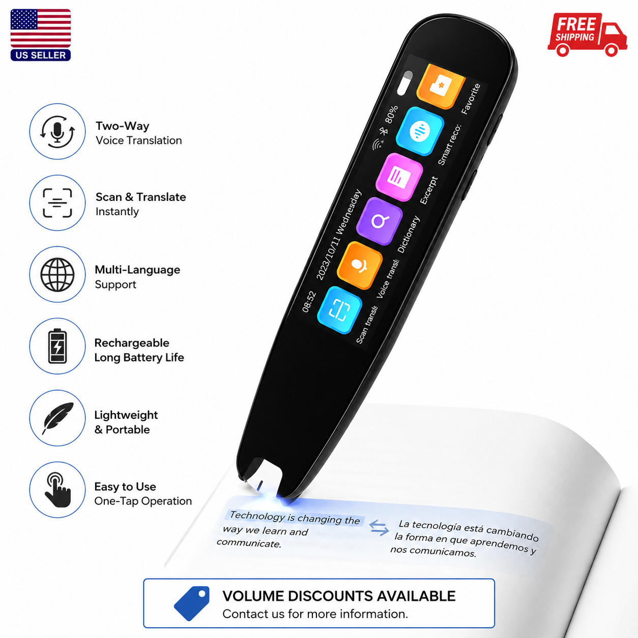 Scan Reader Pen OCR Text Scanner Translator Voice Translation WiFi Bluetooth