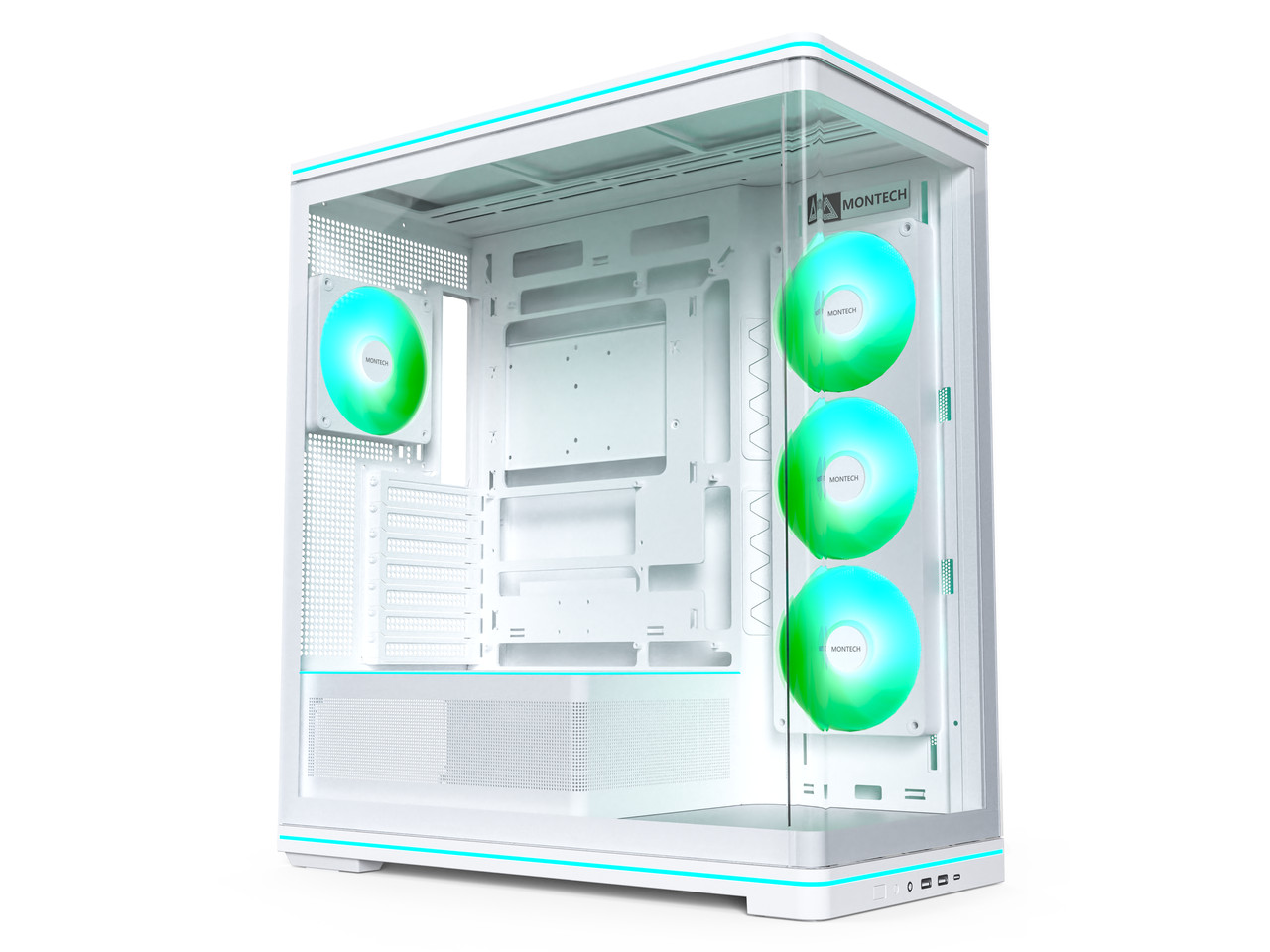 MONTECH TG3 Curved ATX PC Case with 15° Curved Glass & 4 ARGB Fans, White. Show