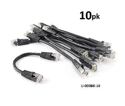 10-PACK 6inch CAT5e UTP Ethernet RJ45 Full 8-Wire Patch Cable, Black