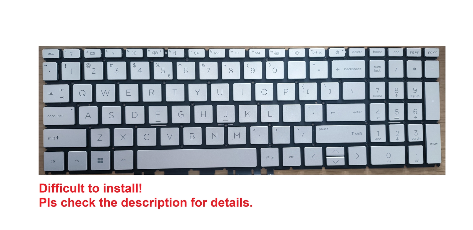New US Silver Backlit Keyboard for HP 17t-cn000