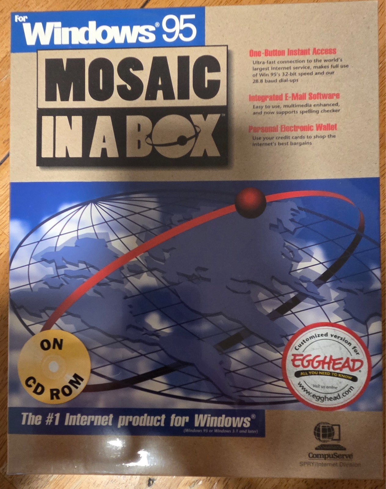 Sealed Mosaic In A Box OEM 2.0 CD-ROM Windows 95 3.1 Vintage PC Software Egghead
