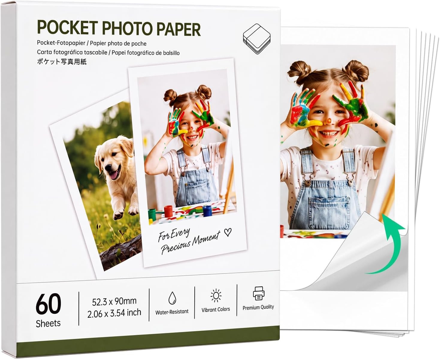 Compatible with Nelko PP01 Printer Paper, 2X3 60 Sheets Self Adhesive Paper