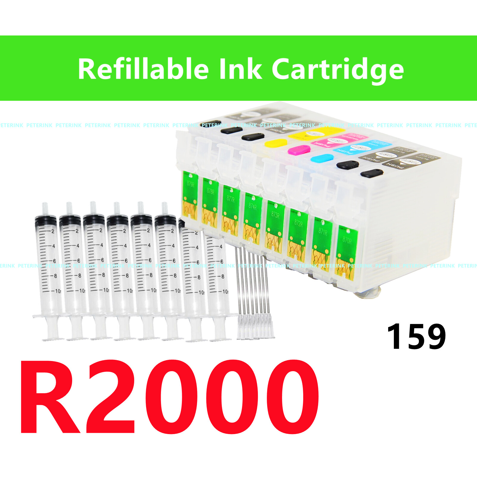 Empty Refillable Ink Cartridge kit for Stylus Photo R2000 Printer T159 159 ARC*