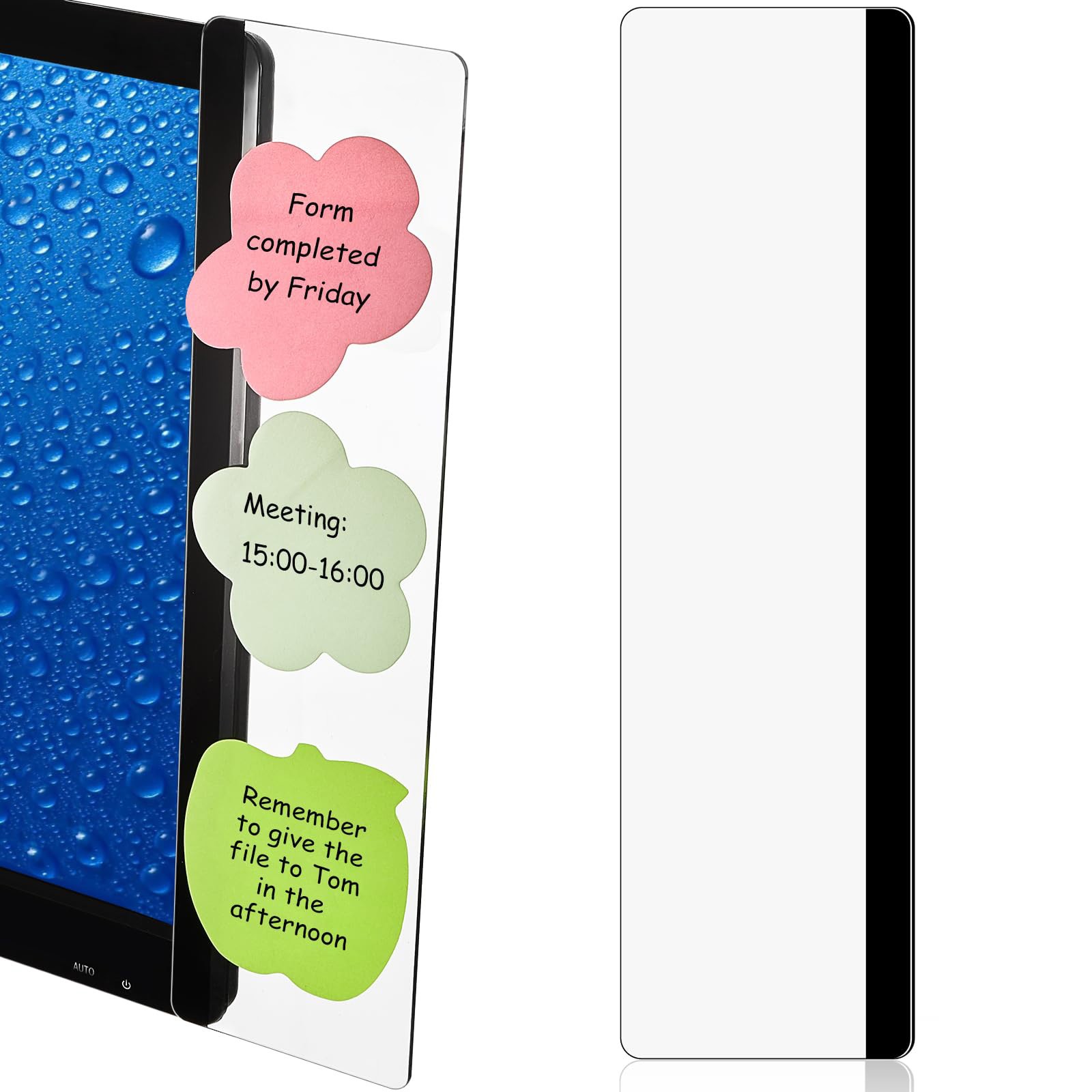 Monitor Sticky Note Holder, 2 Pcs Clear Memo Board, Left Right Computer Panel