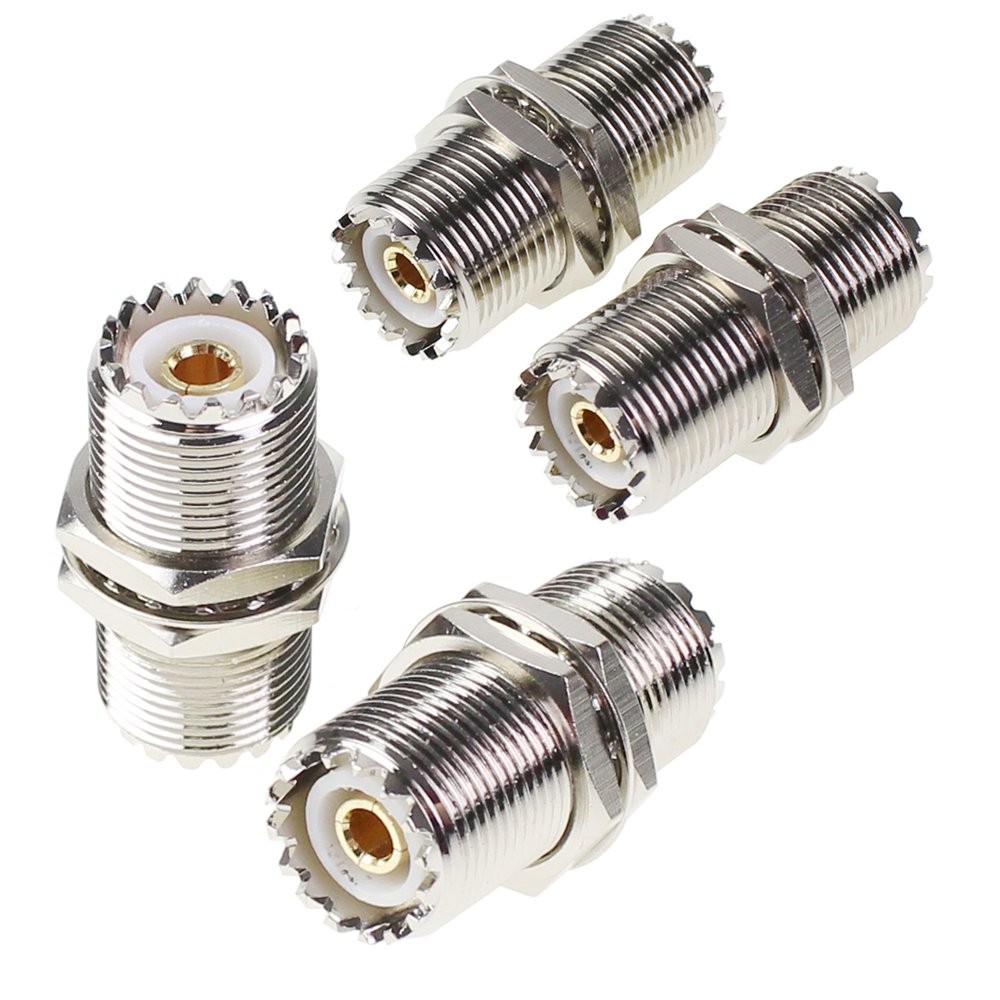 exgoofit UHF Connector Female Nut Bulkhead Panel Mount to SO239 Jack Silver