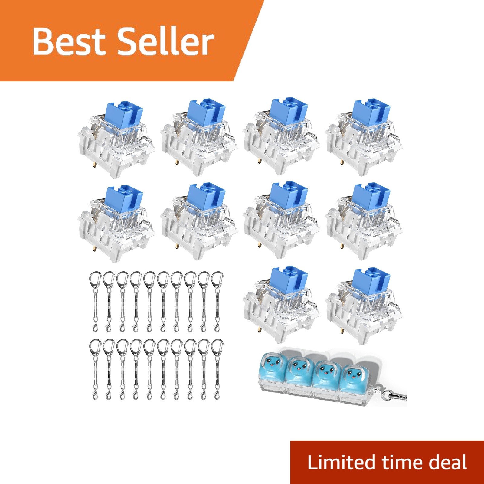 Zhouwang Blue Keyboard Switch Dustproof Stem 200 Pcs