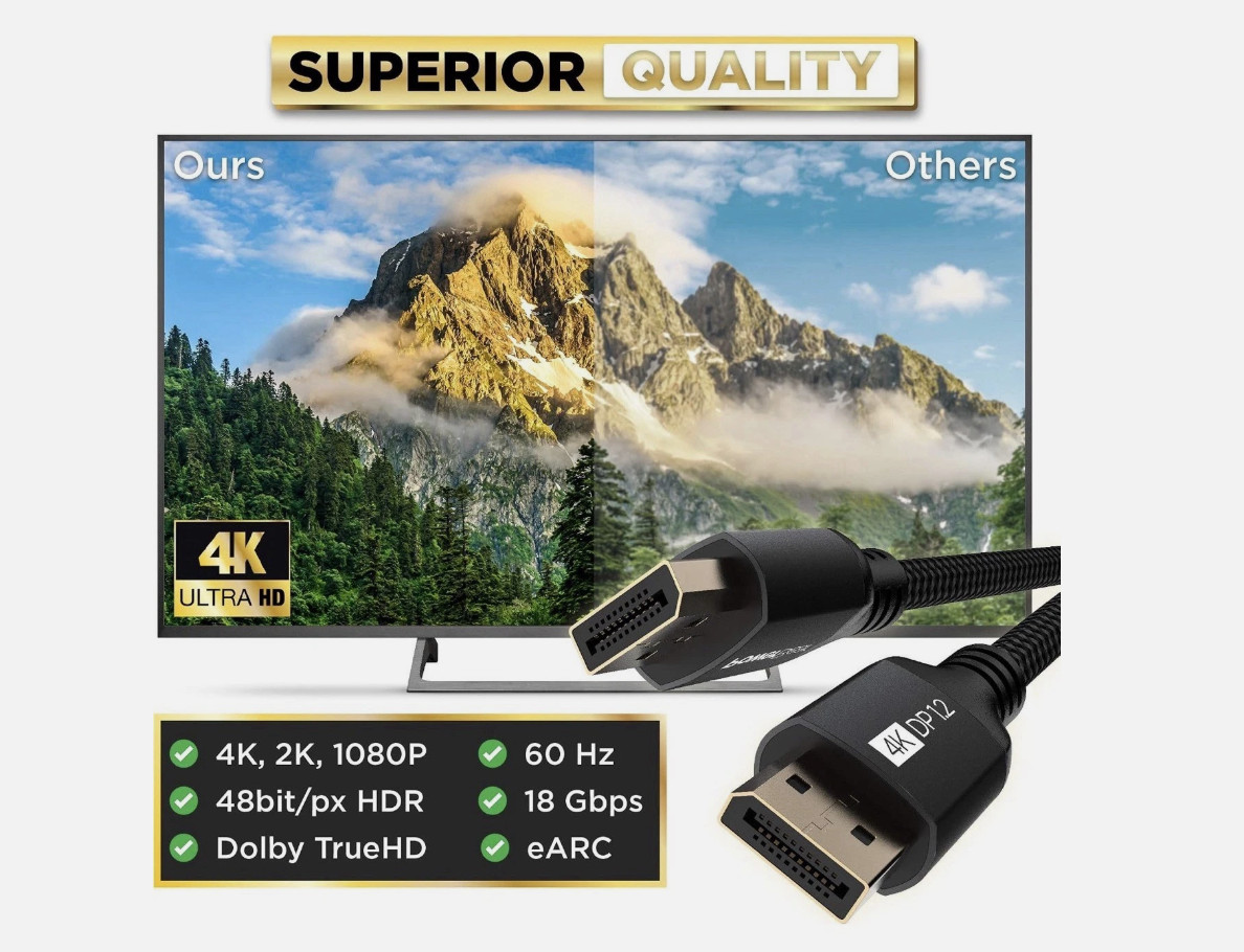 PowerBear 4k Displayport Cable | Ultra HD High Speed Display Port (15 ft)