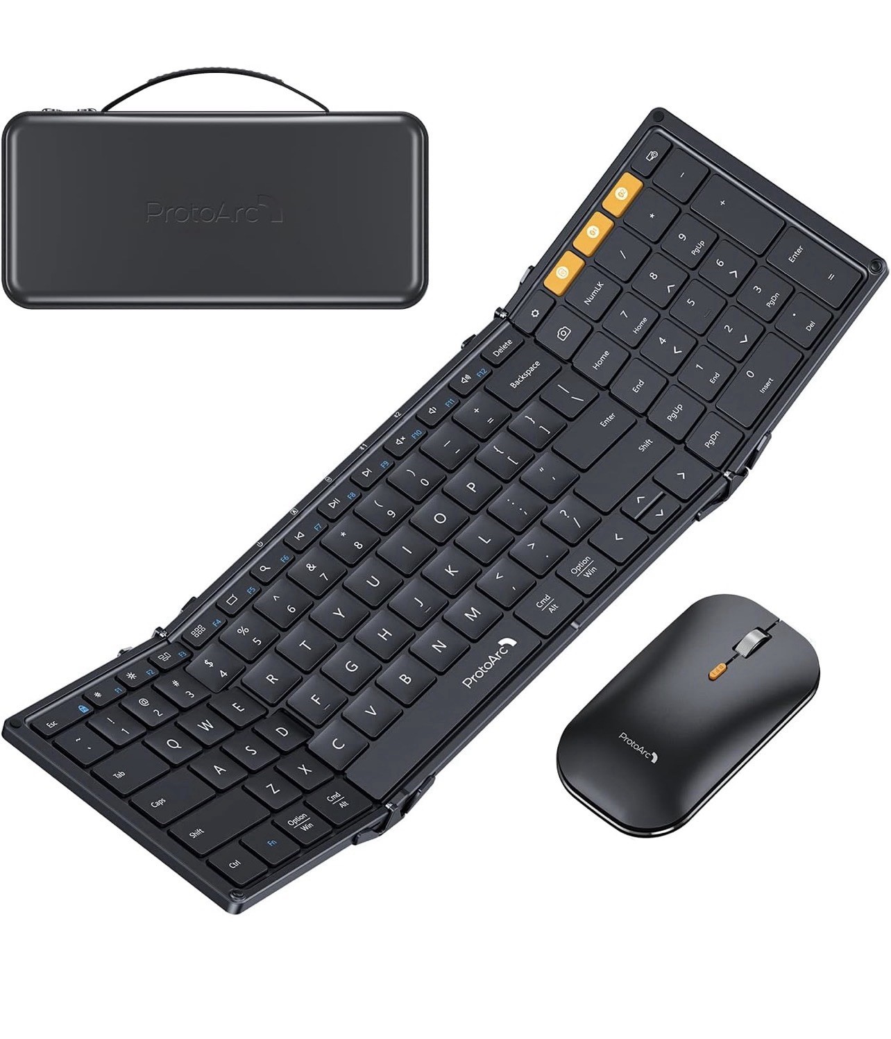 ProtoArc Foldable Keyboard and Mouse, XKM01 True Full-Size Bluetooth Portable
