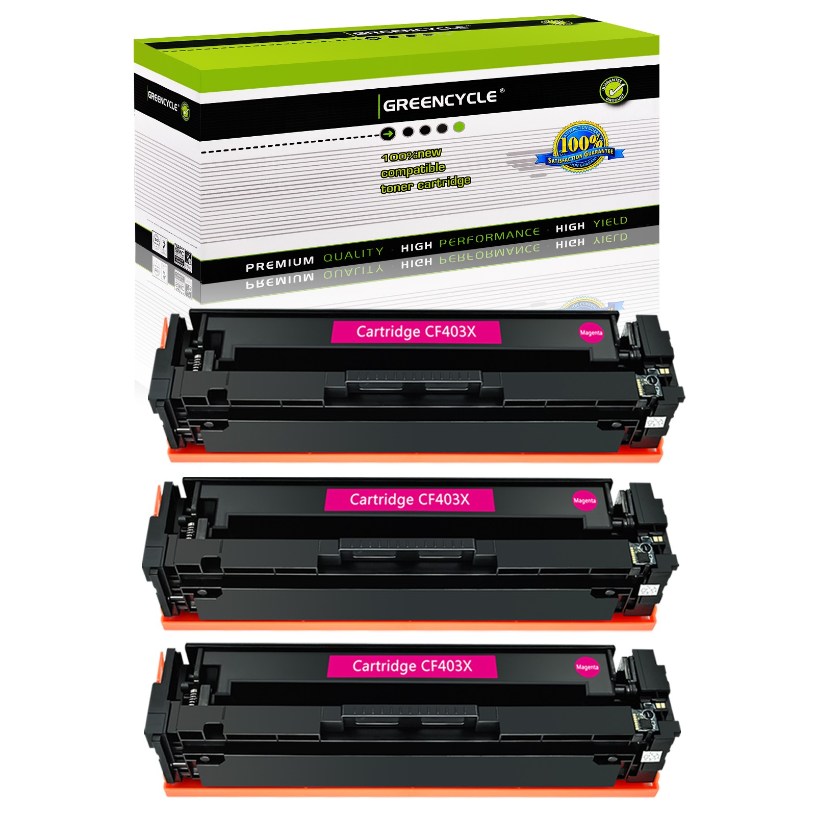 3PK CF403X Magenta Color Toner Compatible with HP 201X LaserJet M277n M252 M252n