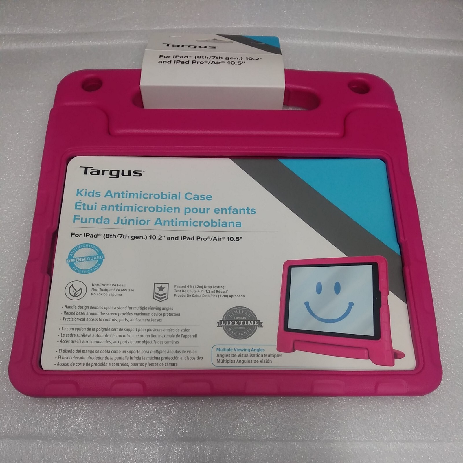 Targus THD51208GL-50 Kids Antimicrobial Case For iPad (8th & 7th Gen) 10.2" Pink