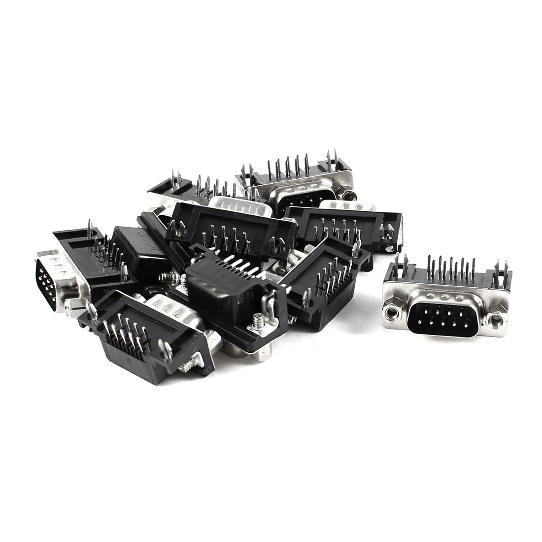 10 Pcs DB9 D-bus 9Pin Male Right Angle PCB Mount Socket Connector