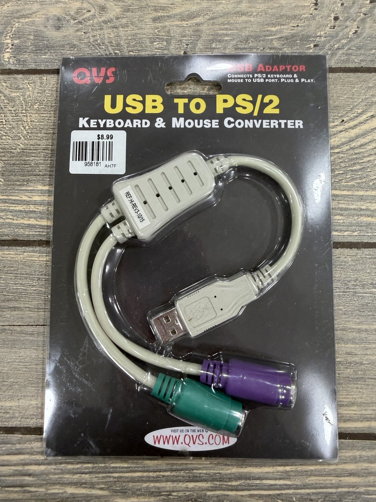 QVS USB to Dual PS/2 Keyboard Mouse Converter Adapter Cable Windows Mac Linux