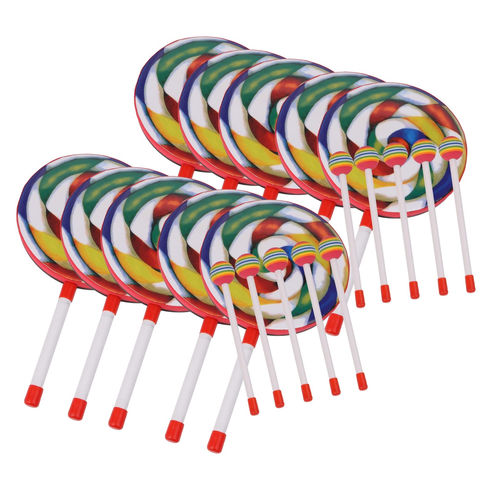 BQLZR Plastic Hand Drum with Colorful Hammer Musical Instrument 7.9x14.3 Pack...