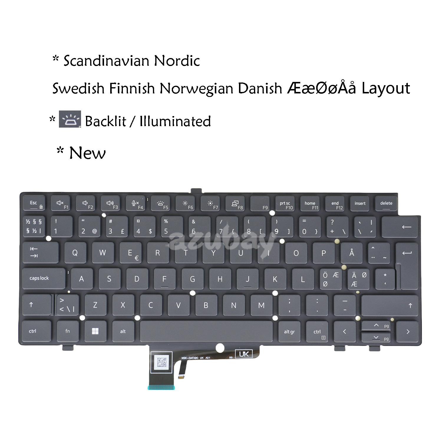 Nordic ND Laptop Keyboard For DELL Latitude 7440 7450 7640 7650 0MK75H Backlit