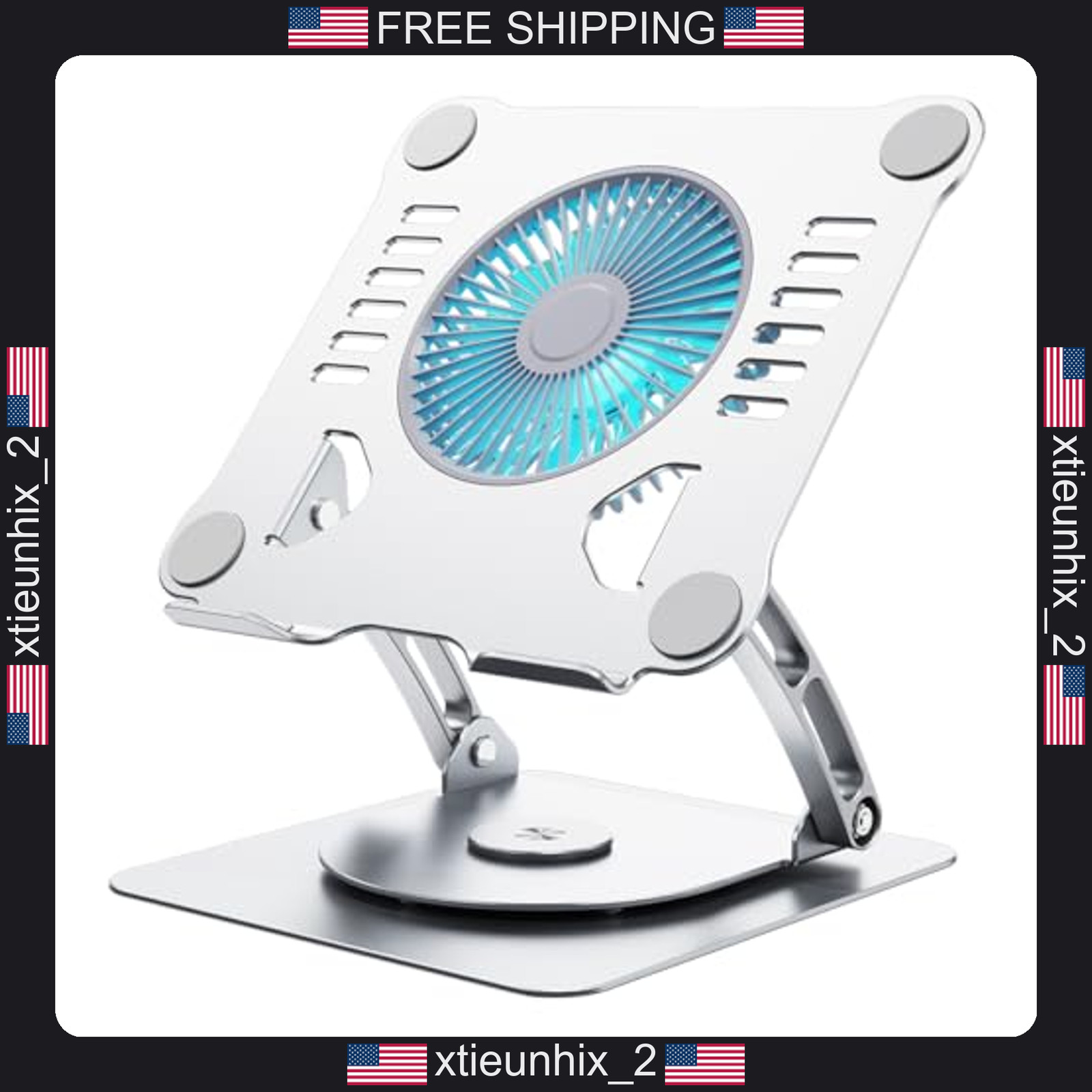 Laptop Cooling Stand with 360° Rotation and Fan for 15 Inch Laptops