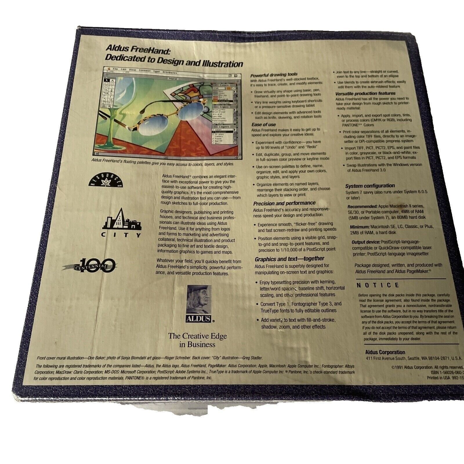 Aldus FreeHand 3.1 Software For Macintosh In Original Sealed Box Graphics