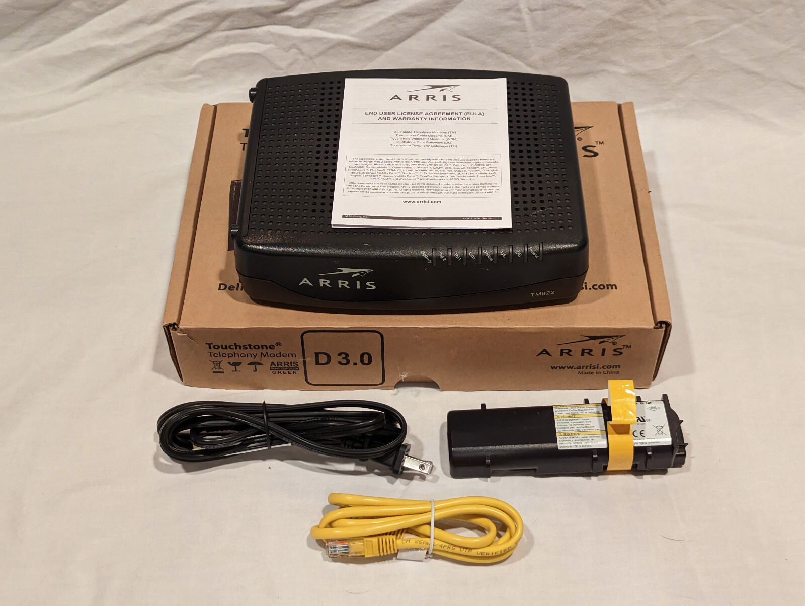 ARRIS Touchstone TM822G DOCSIS 3.0 8x4 Telephony Modem With Backup Battery